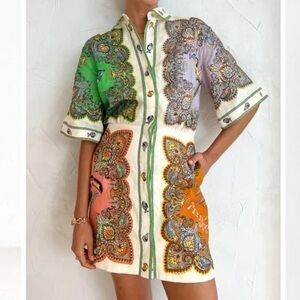 Alemais linen bandana mini dress